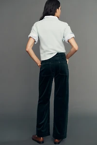 Maeve Colette Corduroy Scallop High-Rise Wide-Leg Full-Length Pants