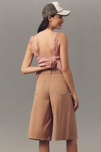 Pilcro Linen Blend Pleated Culotte Jeans