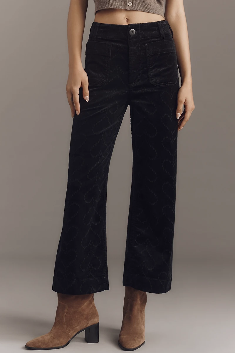 The @merricksart Colette Crop Corduroy Heart-Print Pants by Maeve