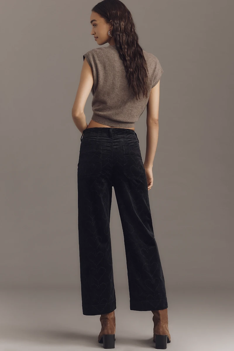 The @merricksart Colette Crop Corduroy Heart-Print Pants by Maeve