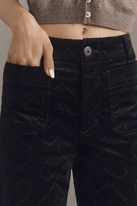 The @merricksart Colette Crop Corduroy Heart-Print Pants by Maeve