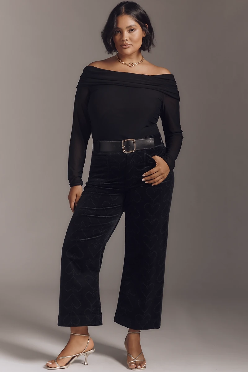 The @merricksart Colette Crop Corduroy Heart-Print Pants by Maeve