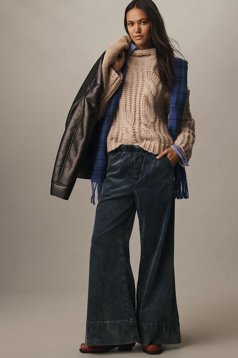 Pilcro Plush Corduroy High-Rise Pull-On Flare Pants
