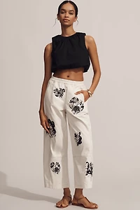 The Izzie Printed Pull-On Barrel Pants by Pilcro