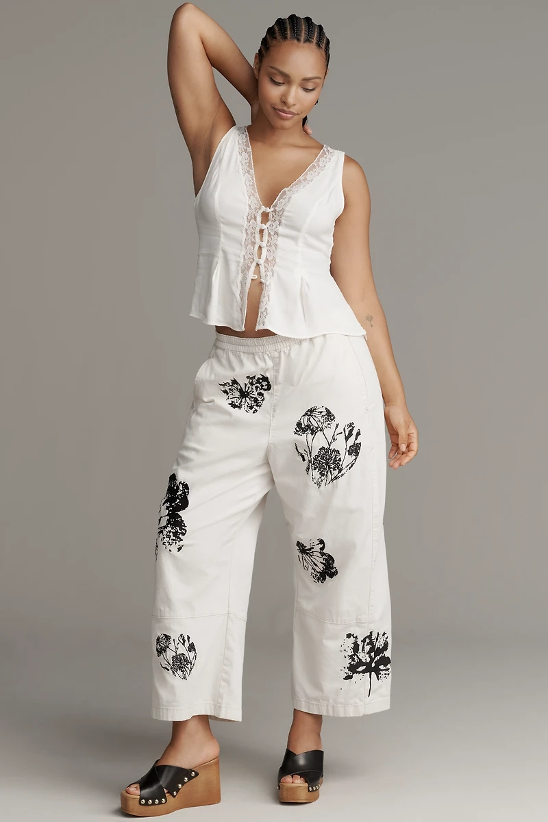 The Izzie Printed Pull-On Barrel Pants by Pilcro