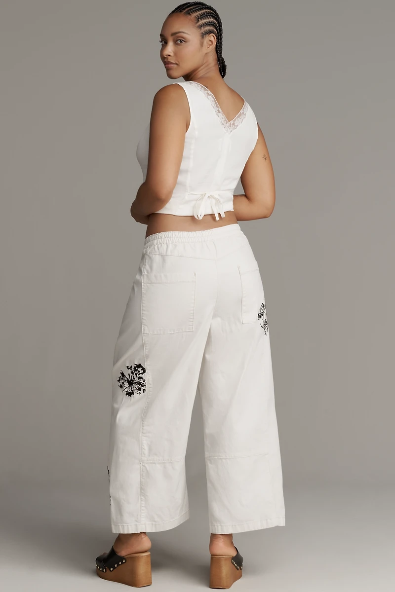 The Izzie Printed Pull-On Barrel Pants by Pilcro