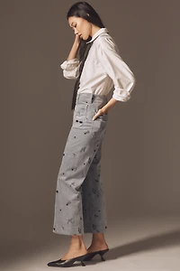 The Colette Crop Wide-Leg Embroidered Corduroy Pants by Maeve