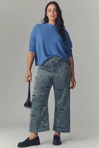The Colette Crop Wide-Leg Embroidered Corduroy Pants by Maeve