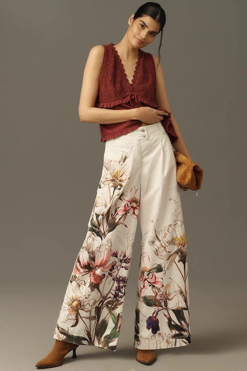 By Anthropologie Printed Wide-Leg Pants
