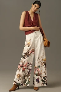 By Anthropologie Printed Wide-Leg Pants