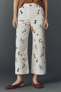 The Colette Crop Printed Corduroy Wide-Leg Pants