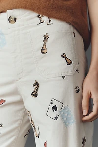 The Colette Crop Printed Corduroy Wide-Leg Pants