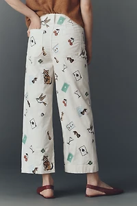 The Colette Crop Printed Corduroy Wide-Leg Pants