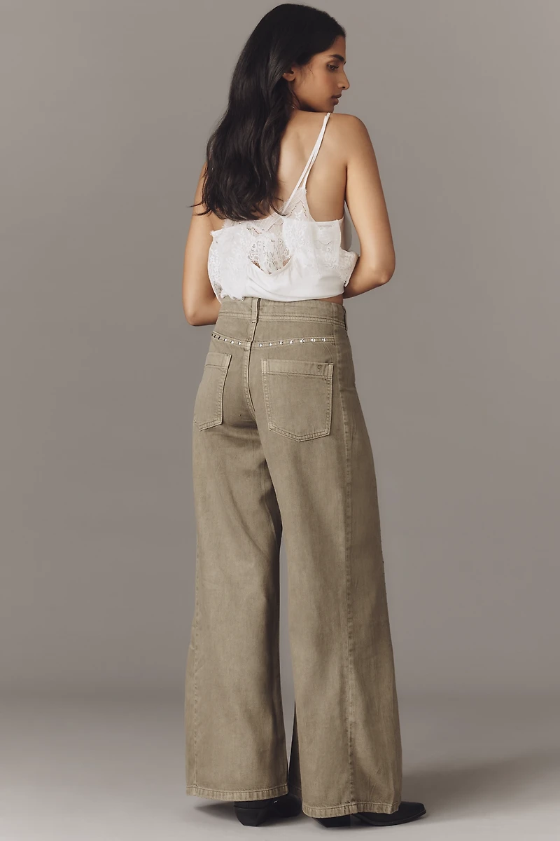 The Adi Mid-Rise Flare Novelty Pants by Pilcro