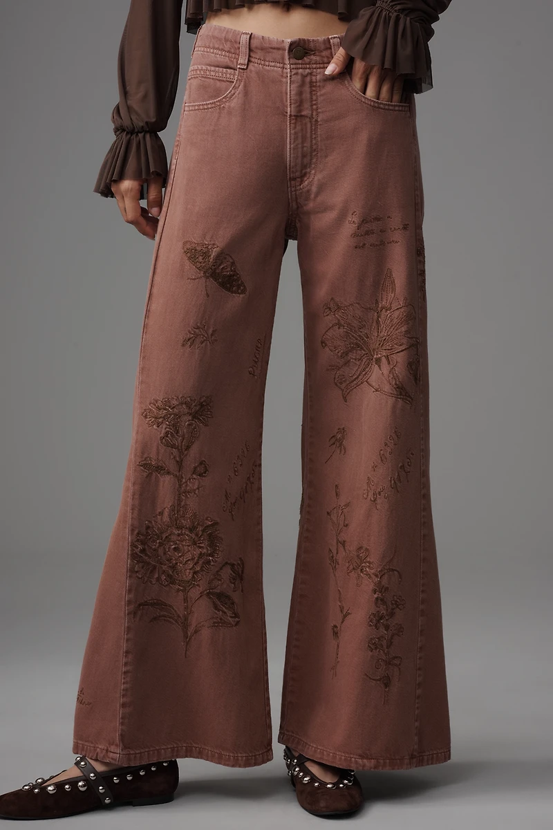 The Adi Mid-Rise Flare Novelty Pants by Pilcro