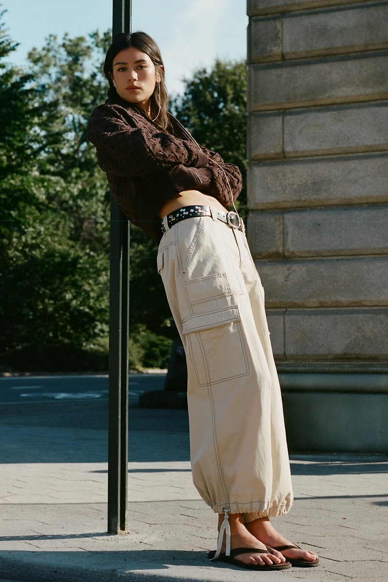 By Anthropologie Linen Cotton High Rise Wide Leg Utility Pants