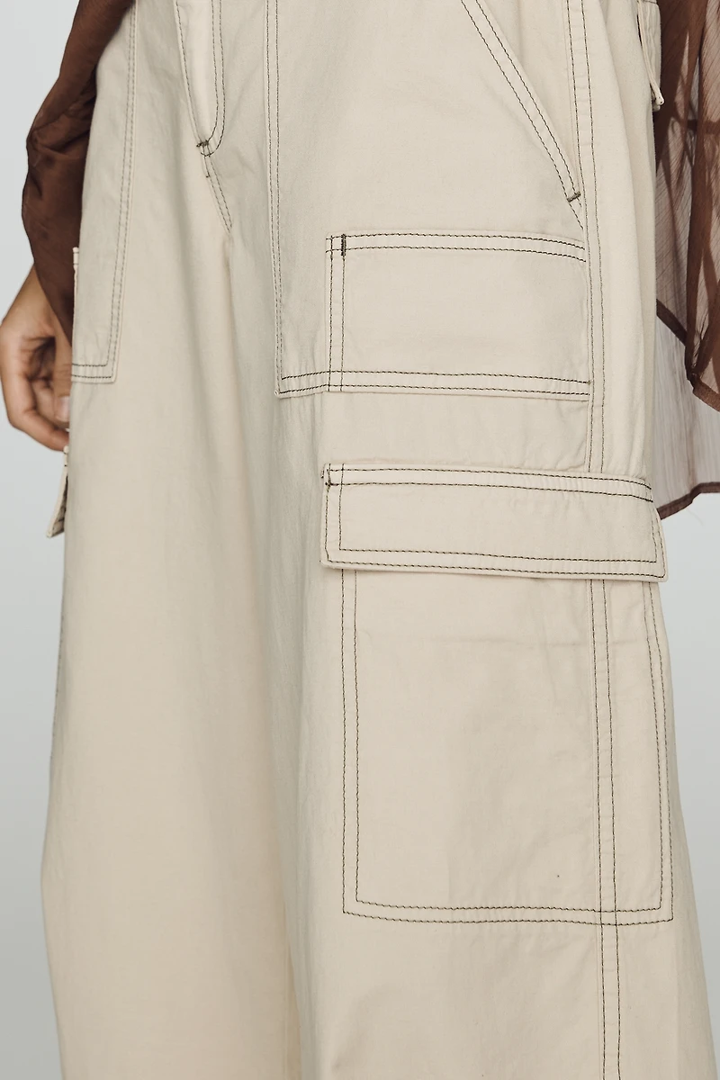 By Anthropologie Linen Cotton High Rise Wide Leg Utility Pants