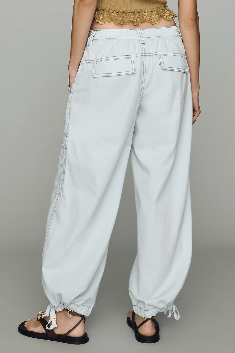 By Anthropologie Linen Cotton High Rise Wide Leg Utility Pants