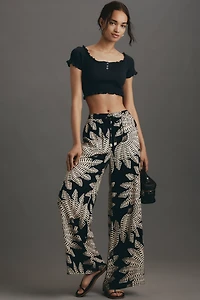 Farm Rio x Anthropologie Palm Pull-On Wide-Leg Pants