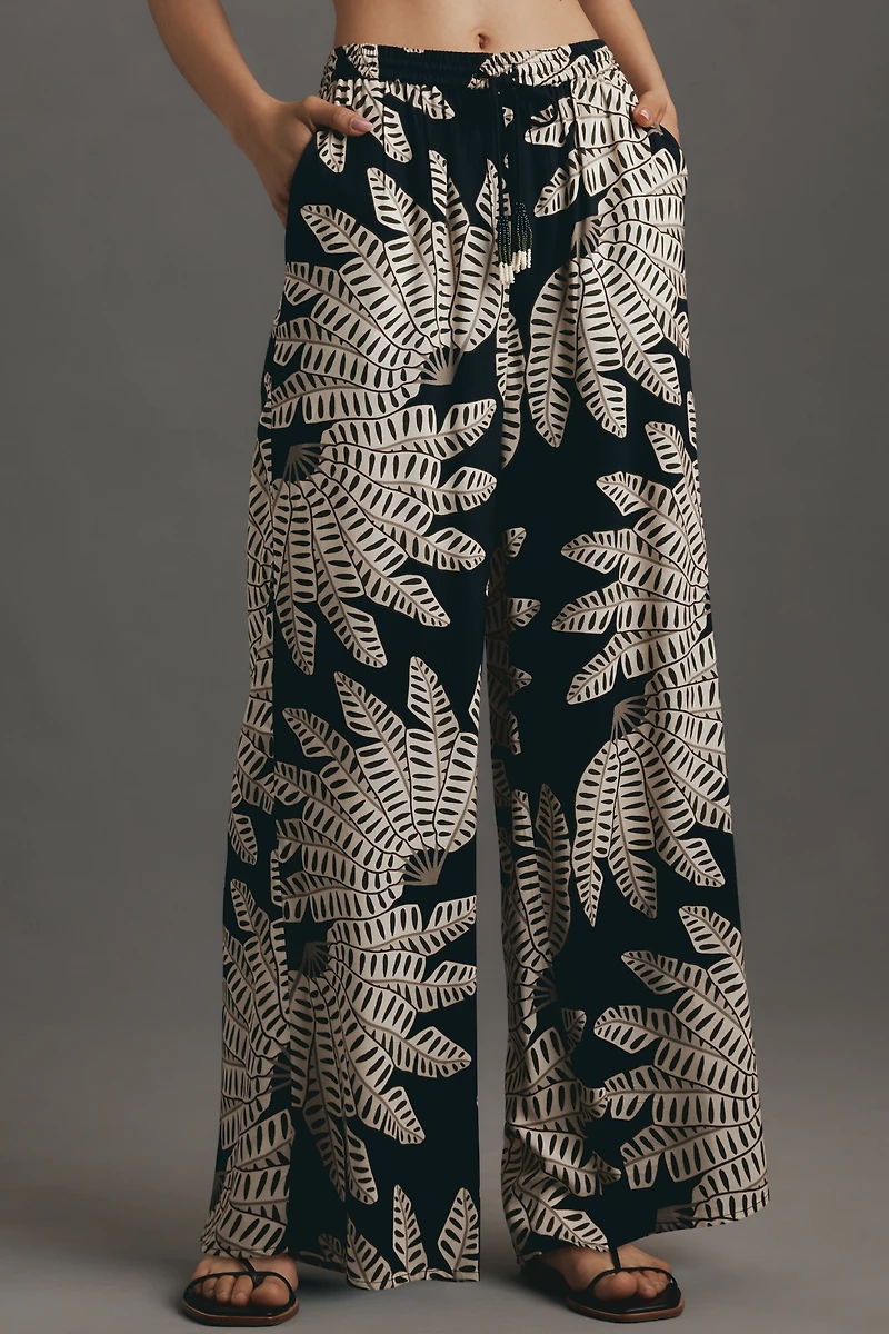 Farm Rio x Anthropologie Palm Pull-On Wide-Leg Pants