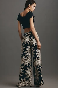 Farm Rio x Anthropologie Palm Pull-On Wide-Leg Pants
