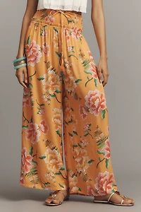 Farm Rio x Anthropologie Smocked Floral Wide-Leg Pants
