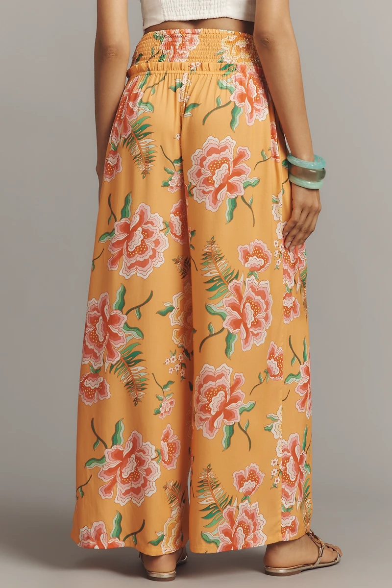 Farm Rio x Anthropologie Smocked Floral Wide-Leg Pants