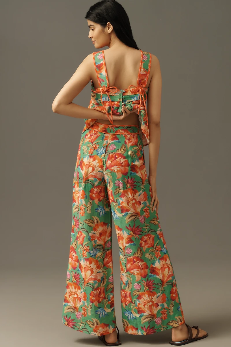 Farm Rio x Anthropologie Tie-Front Floral Pants
