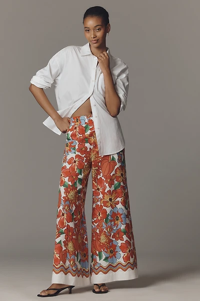 Farm Rio x Anthropologie Linen Blend Wide-Leg Pants