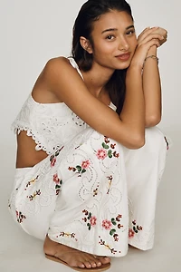 Essentiel Antwerp Janai 100% Cotton Embroidered Pants