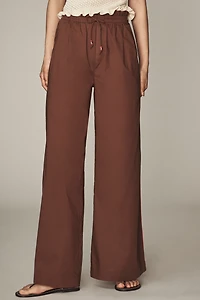 Scotch & Soda Cotton Voile Wide-Leg Pull-On Pants