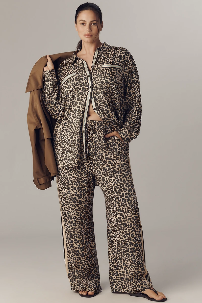 The Brooklin Tie-Front Printed Pull-On Pants by Maeve