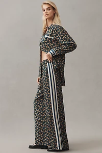 The Brooklin Tie-Front Printed Pull-On Pants by Maeve