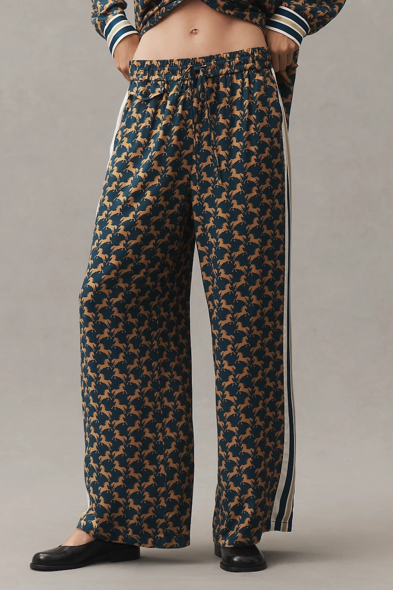 The Brooklin Tie-Front Printed Pull-On Pants by Maeve