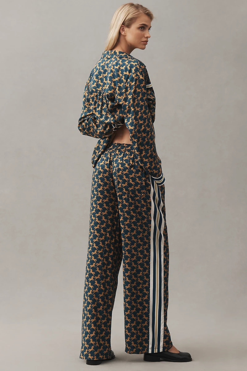 The Brooklin Tie-Front Printed Pull-On Pants by Maeve