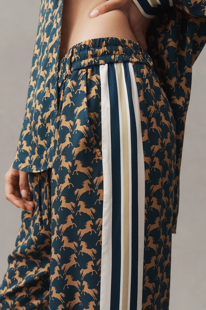 The Brooklin Tie-Front Printed Pull-On Pants by Maeve