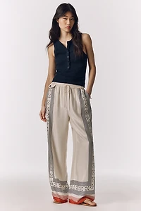 The Brooklin Tie-Front Printed Pull-On Pants by Maeve