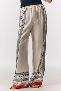 The Brooklin Tie-Front Printed Pull-On Pants by Maeve