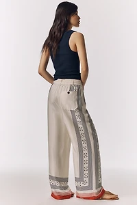 The Brooklin Tie-Front Printed Pull-On Pants by Maeve