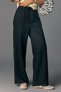 Maeve Linen Tie-Front Pull-On Pants