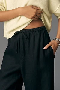Maeve Linen Tie-Front Pull-On Pants