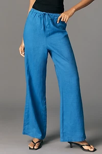 Maeve Linen Tie-Front Pull-On Pants