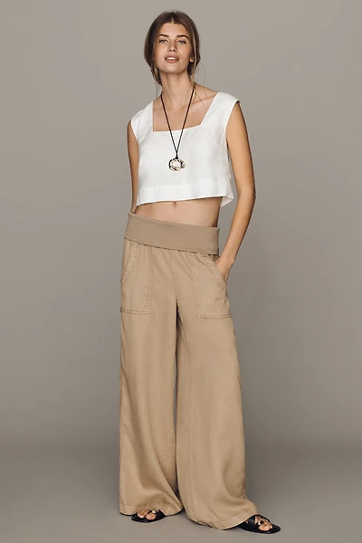 Pilcro Wide-Leg Knit Fold-Over Pants
