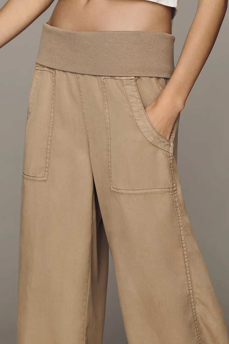Pilcro Wide-Leg Knit Fold-Over Pants