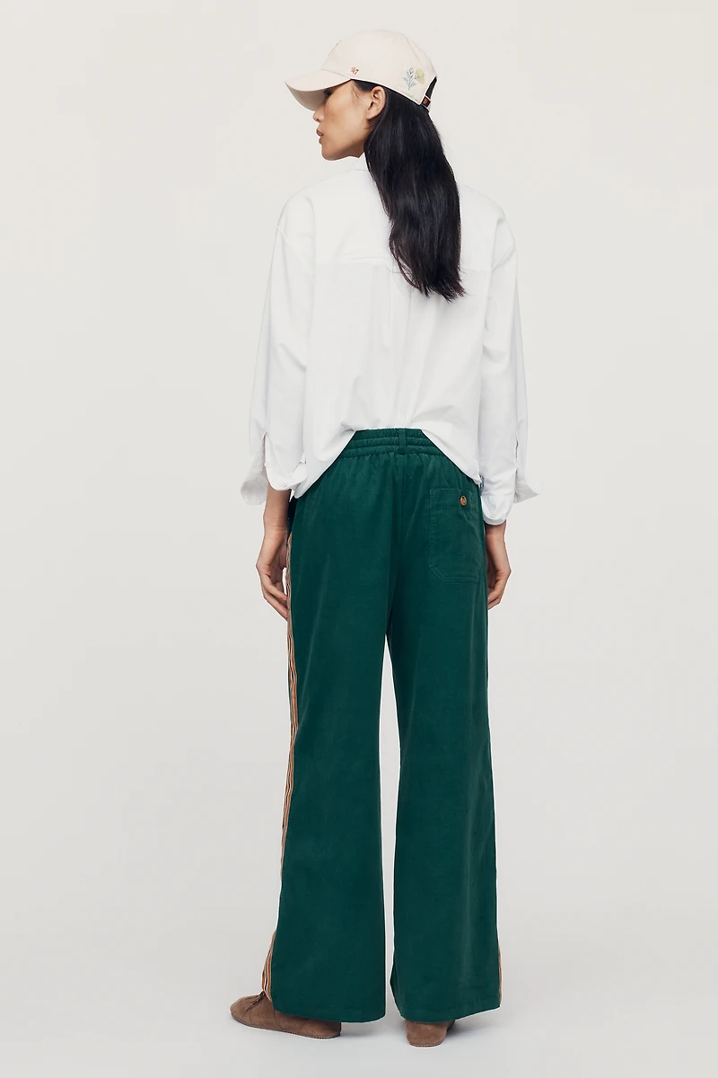 Maeve Brooklin Corduroy High-Rise Wide-Leg Pants