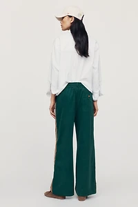 Maeve Brooklin Corduroy High-Rise Wide-Leg Pants