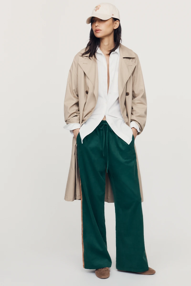 Maeve Brooklin Corduroy High-Rise Wide-Leg Pants