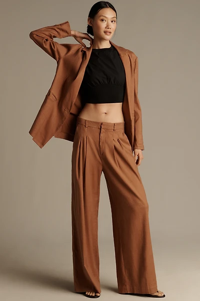 The Avery Linen Pleated Wide-Leg Trousers by Maeve