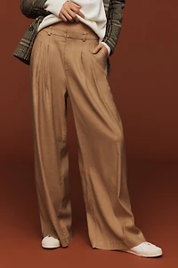 The Avery Linen Pleated Wide-Leg Trousers by Maeve