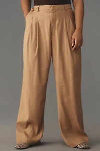 The Avery Linen Pleated Wide-Leg Trousers by Maeve